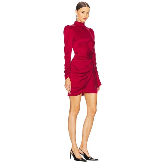 Zimmermann Draped Mini Dress in Garnet 2/Medium New Womens Long Sleeve Silk - Picture 14 of 16
